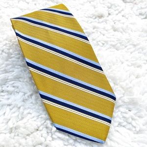 Brooks Brothers Mens Striped Yellow Navy Tie
